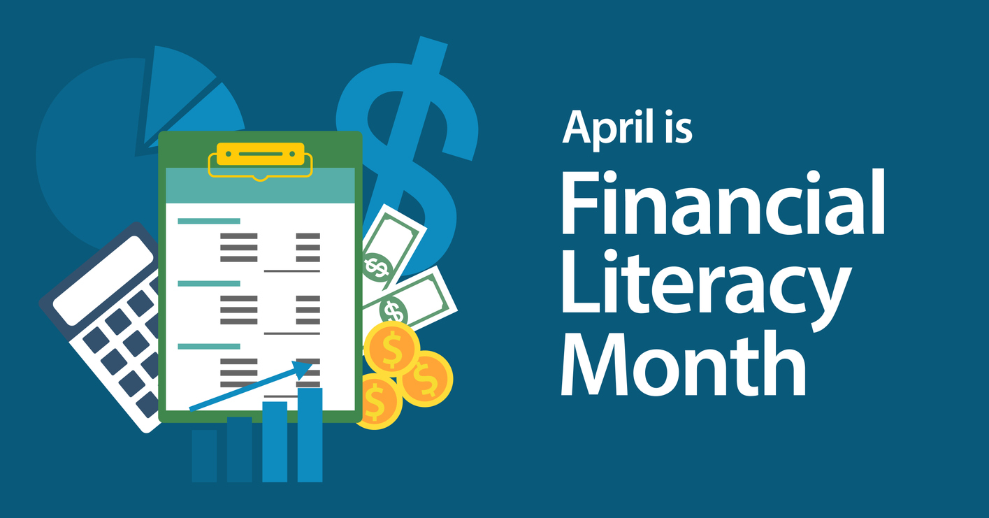 National Financial Literacy Month. Business success, personal finance education concept. Observed in April. Vector illustration banner
